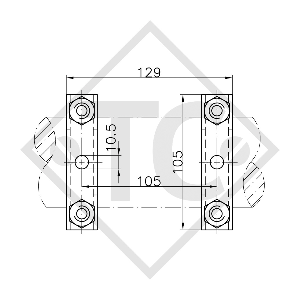 Fissaggio supporto a morsetto ø70mm tondo, KBF 70, idonei a tutti i tipi di rimorchio
