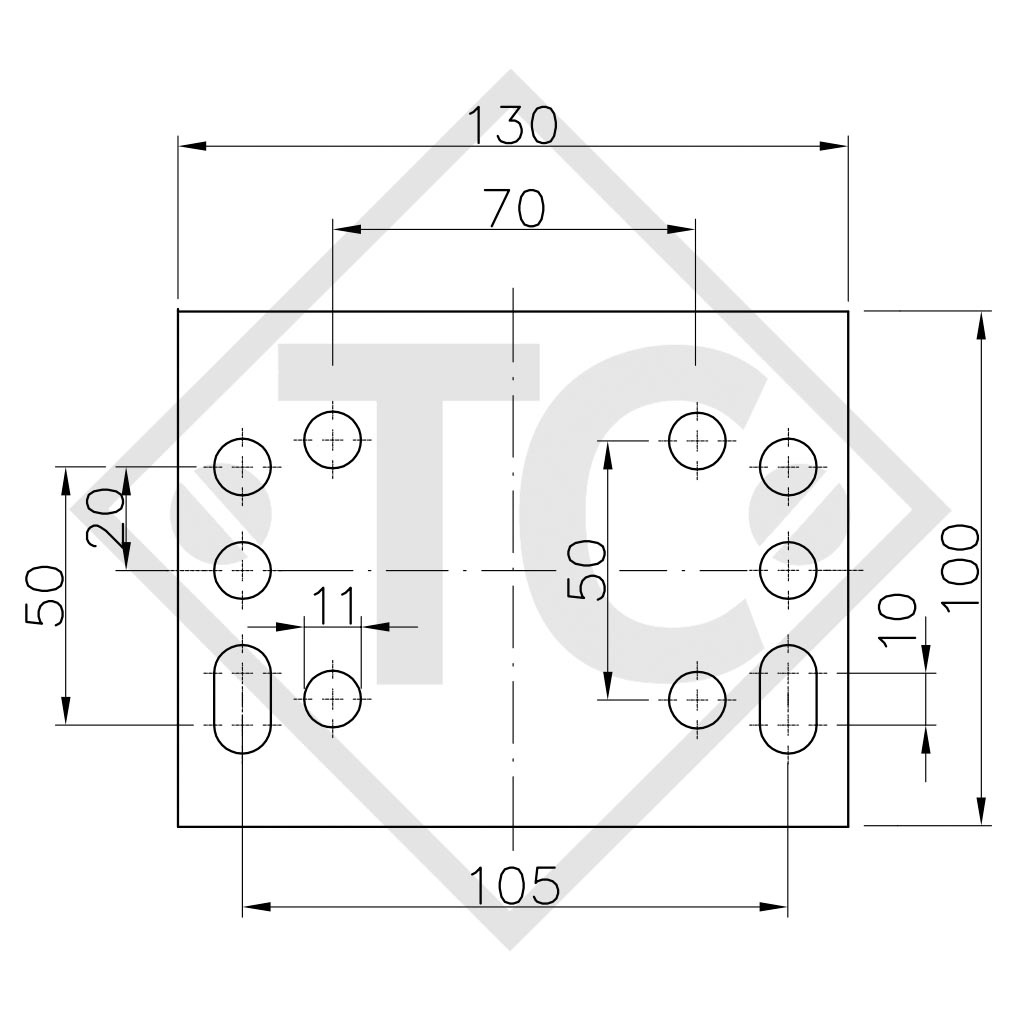 Clamp ø60mm round KLE 60-KK, T-bar, suitable for all trailer types