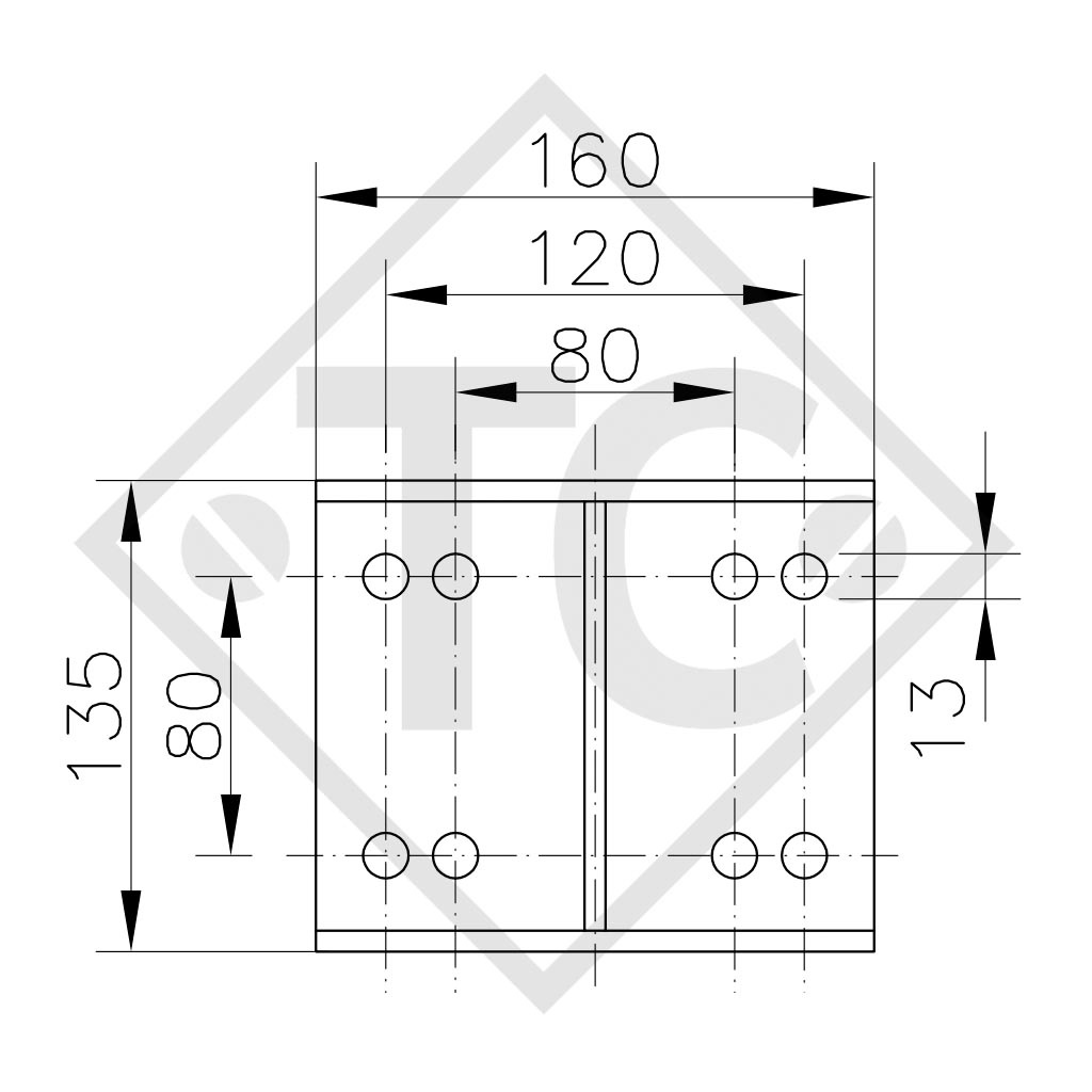 Abrazadera de sujeción ø70mm redondo KLE 70, para los remolques convencionales