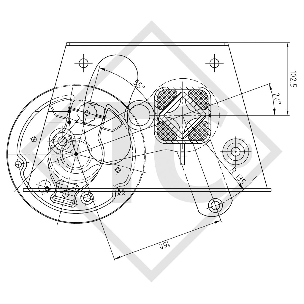 Essieu SWING 1000kg freiné type d'essieu CB 1004, 46.20.382.005, 4012744