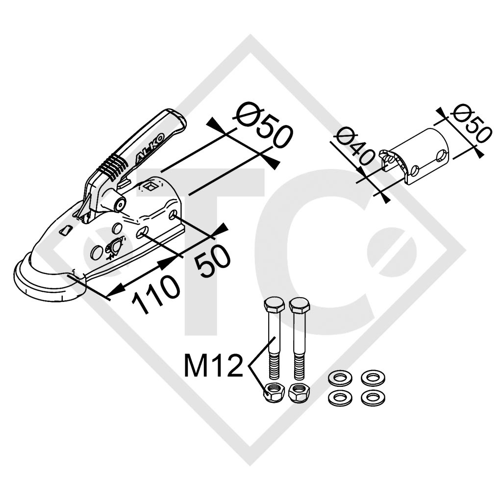 Coupling head AK 161 with Soft-Dock for braked trailers