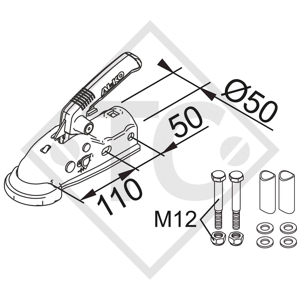 Coupling head AK 270 for braked trailers