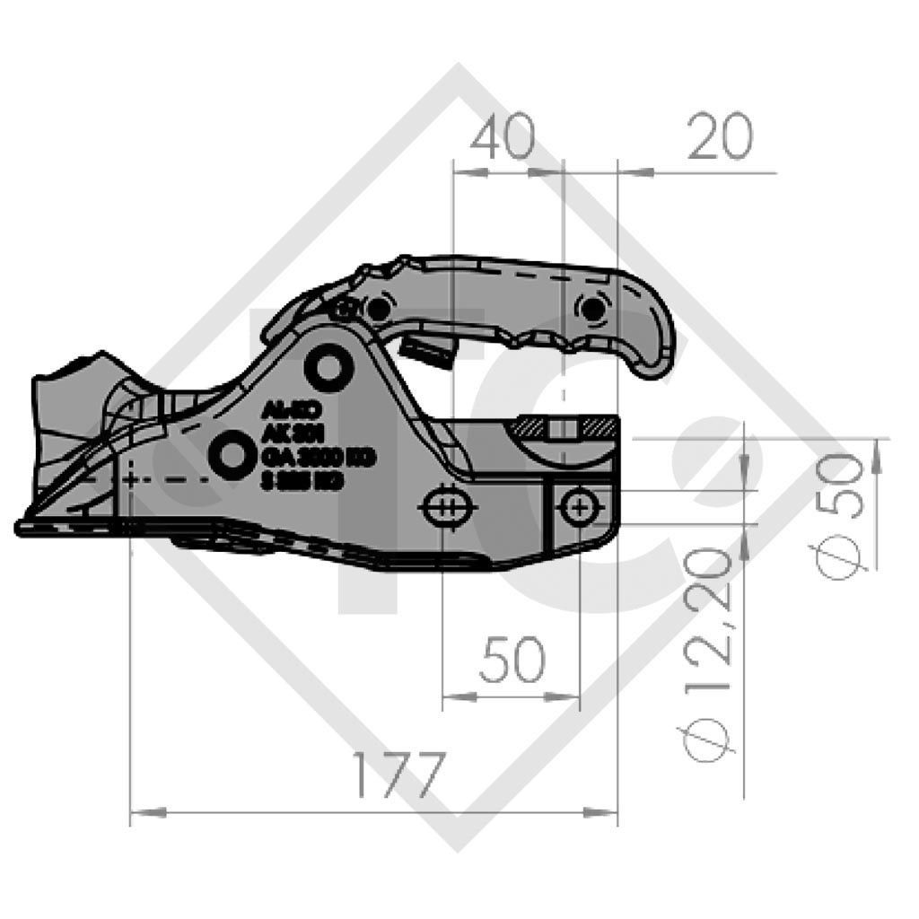 Coupling head PROFI AK 301 for braked trailers