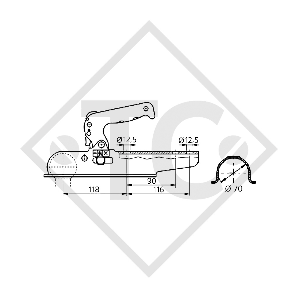 Cabezal EM 80 R-G para remolques sin freno