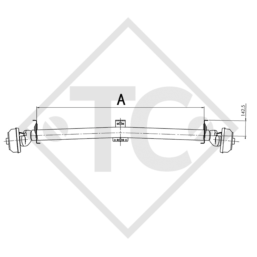 Braked axle 1500kg EURO Plus axle type DELTA SIN 14-1