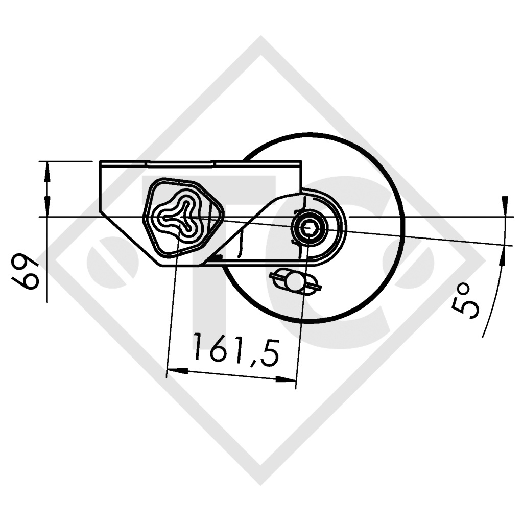 Achse gebremst 1500kg EURO COMPACT Achstyp B 1600-3 HUMBAUR