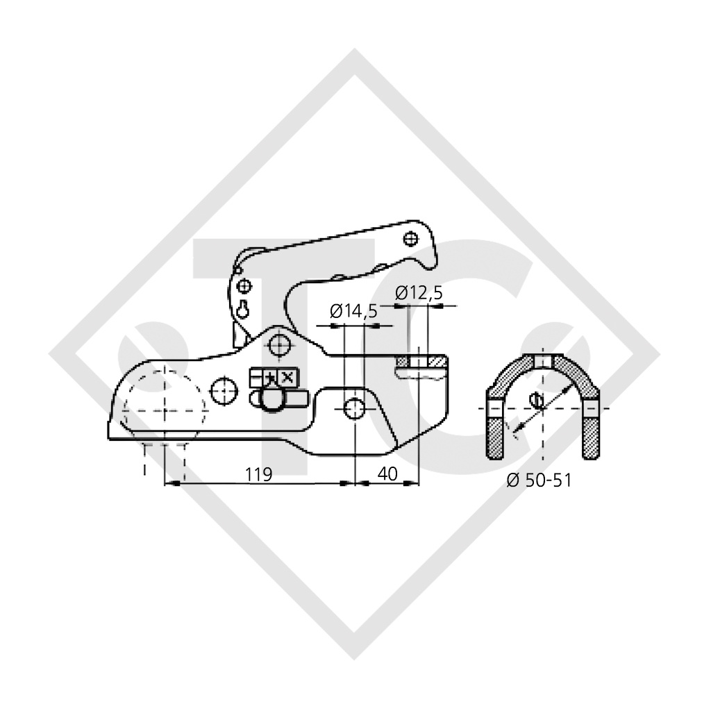 Cabezal EM 350 R-B para remolques con freno