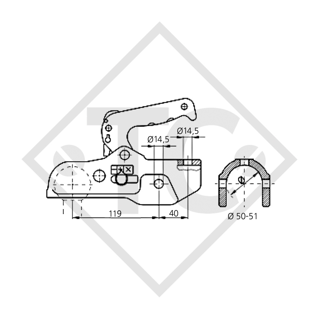 Coupling head EM 350 R-B for braked trailers