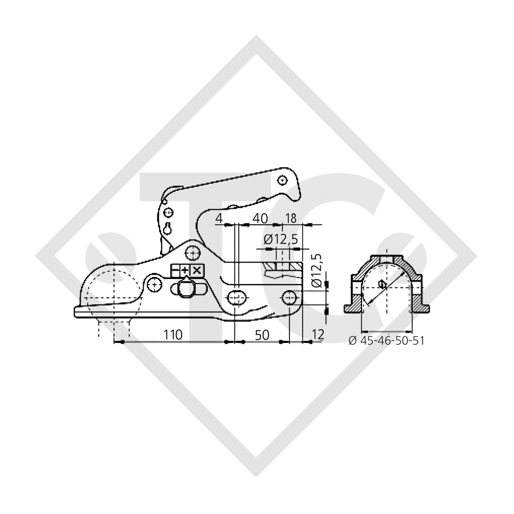 Universal Cabezal EM 300 R-BH para remolques con freno