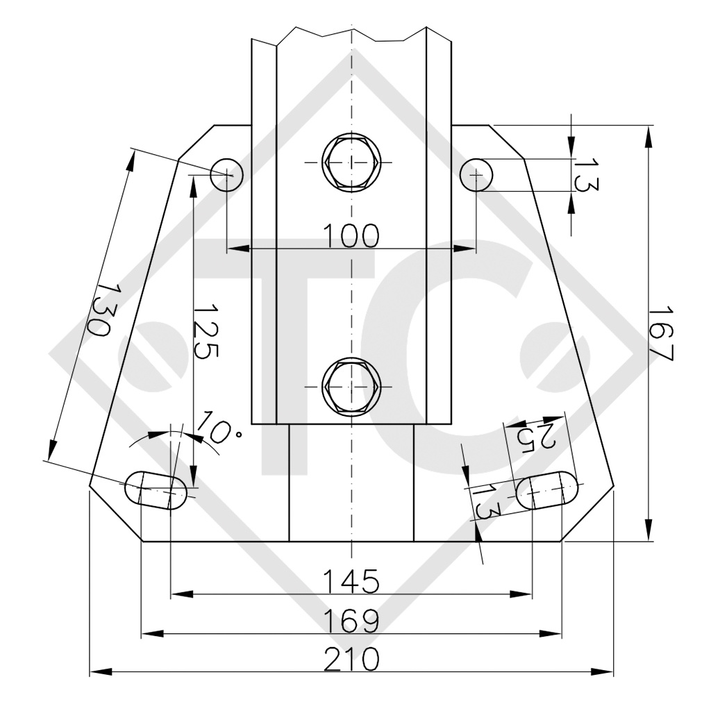 Giunto a sfera WW 8-G con V-adapter per rimorchi non frenati