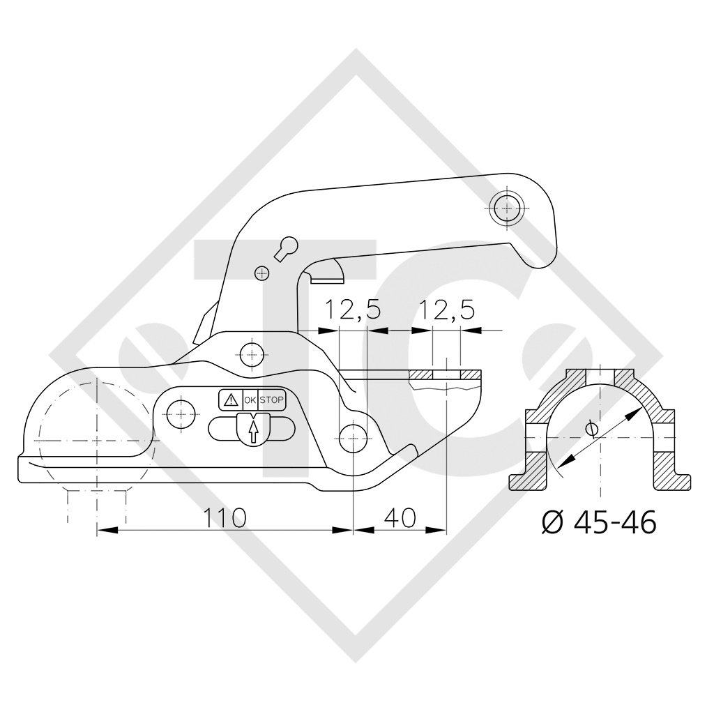 Coupling head WW 30-D2 for braked trailers