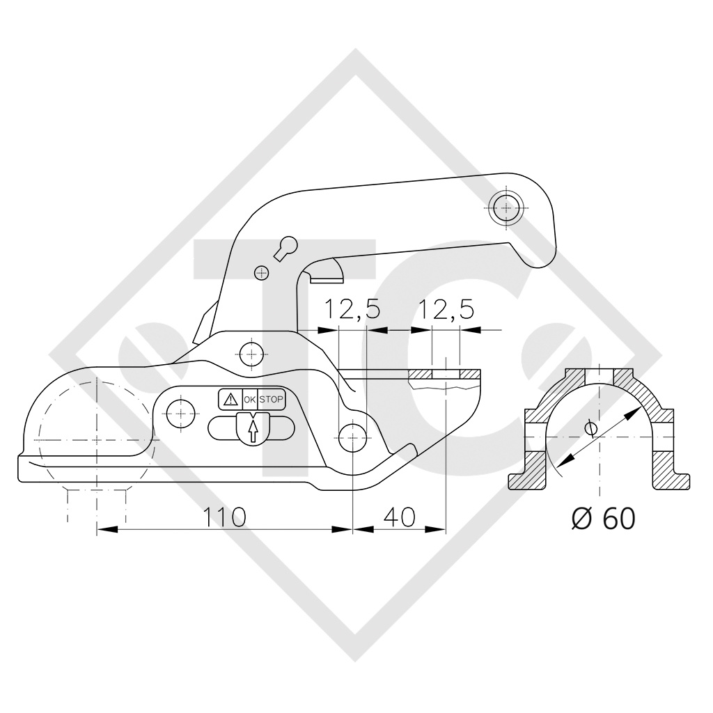 Coupling head WW 30-D6 for braked trailers