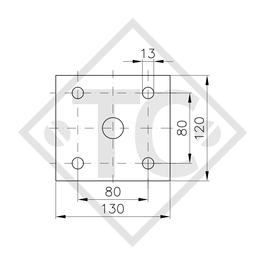 Béquille basculables 60x60mm carré, basculable de côté, SF-60-D85-19-280+ADAP, pour tous types courants de remorques