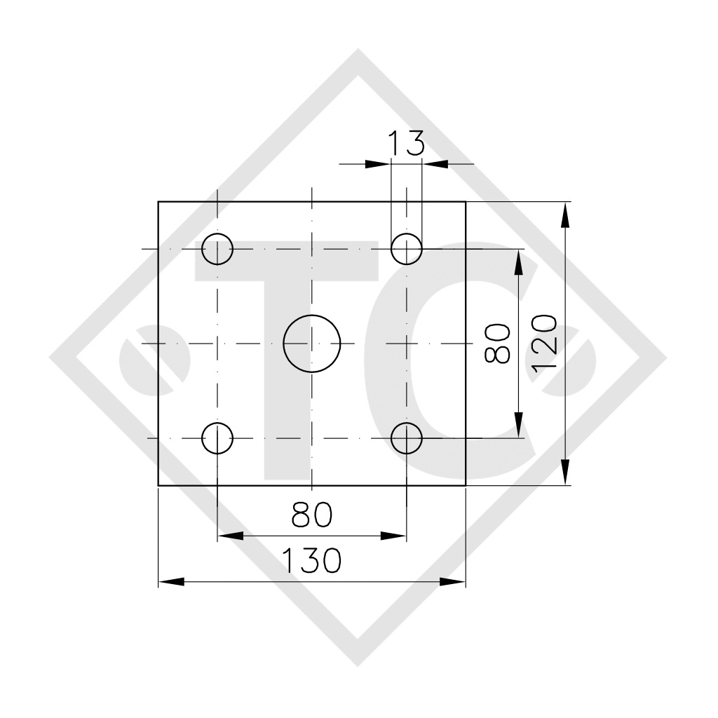 Béquille basculables 60x60mm carré, basculable de côté, SF-60-D42-19-280+ADAP, pour tous types courants de remorques