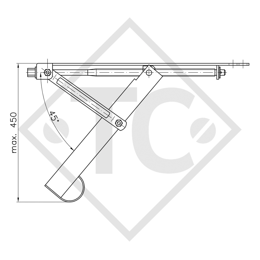 Extendable corner steady ADS 460 V, suitable for all trailer types