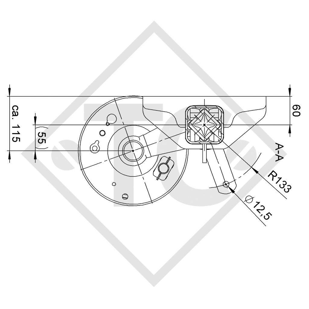 Essieu SWING 1350kg freiné type d'essieu CB 1355, 46.24.379.179