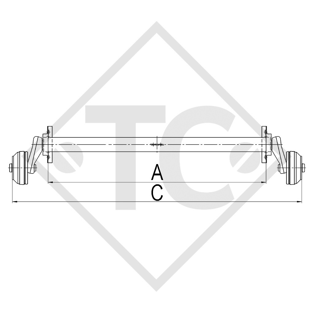 Achse gebremst 900kg EURO COMPACT Achstyp B 850-5, SUN ROLLER 330F35