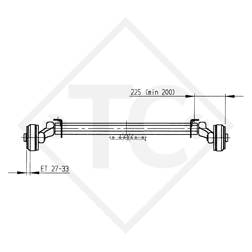 Achse gebremst 900kg BASIC Achstyp B 850-5