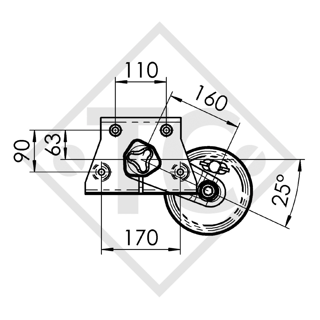 Braked axle 900kg EURO1 axle type B 850-5 - Chateau