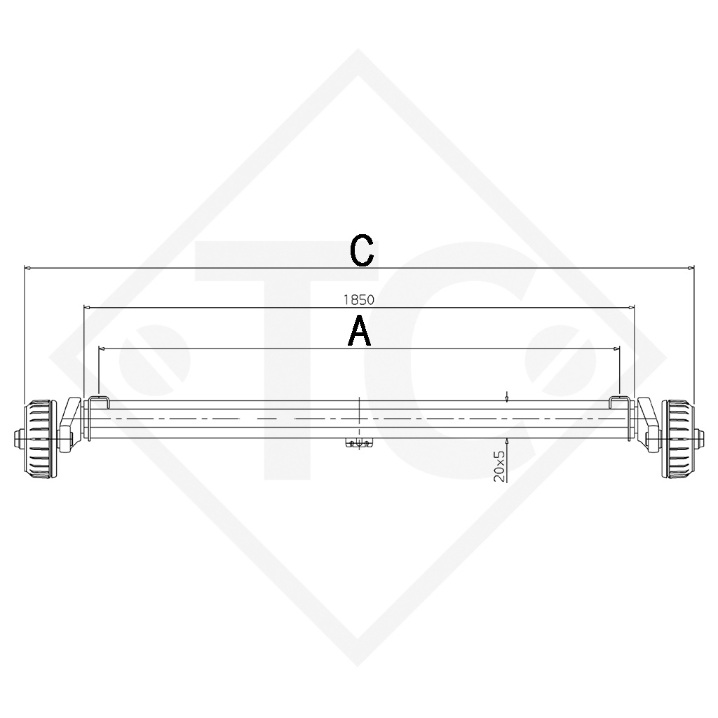 Assale frenato 1800kg PLUS tipo di assale B 2000-0