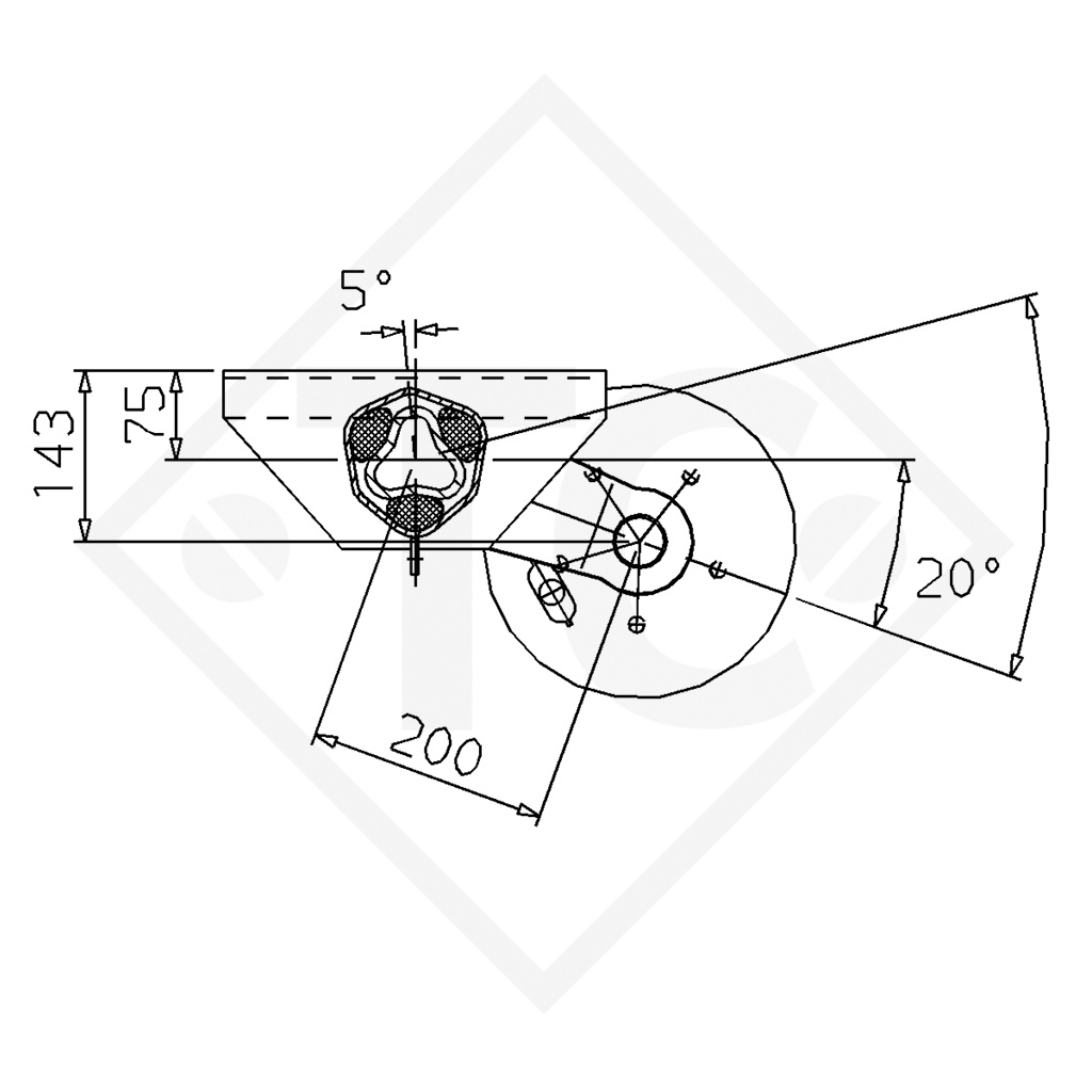 Essieu PLUS 1800kg freiné type d'essieu B 2000-0