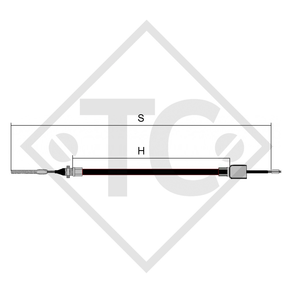 Bowden cable 1211726 hook in with thread M10, vers. steel