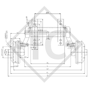 Eje con freno SWING 1500kg tipo de eje CB 1505, 46.27.379.000