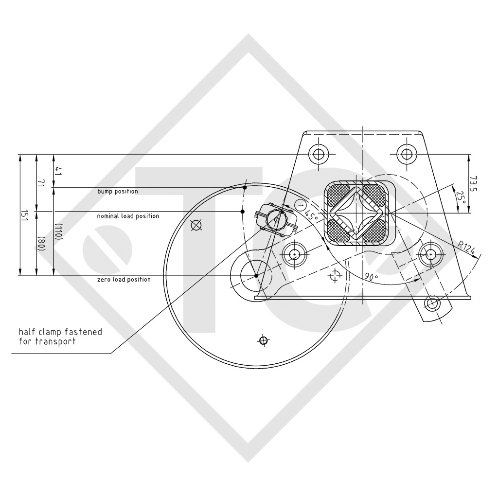 Essieu SWING 1050kg freiné type d'essieu SCB 1054, 46.21.379.917, Dethleffs Beduin