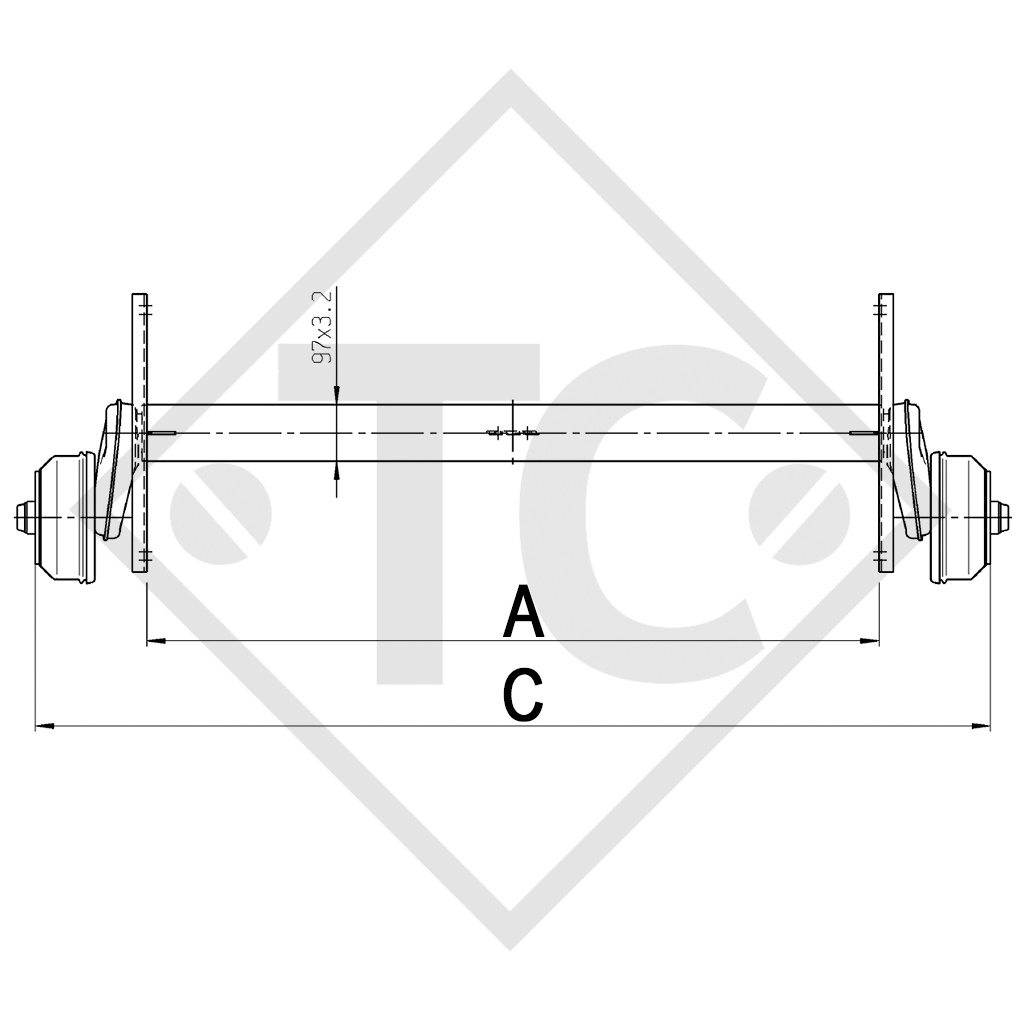 Eje con freno 1300kg COMPACT tipo de eje B 1200-5