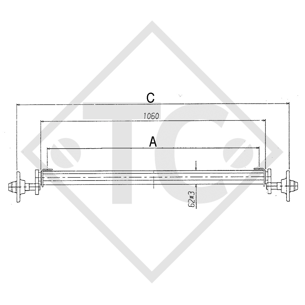 Unbraked axle 500kg BASIC axle type 400-5