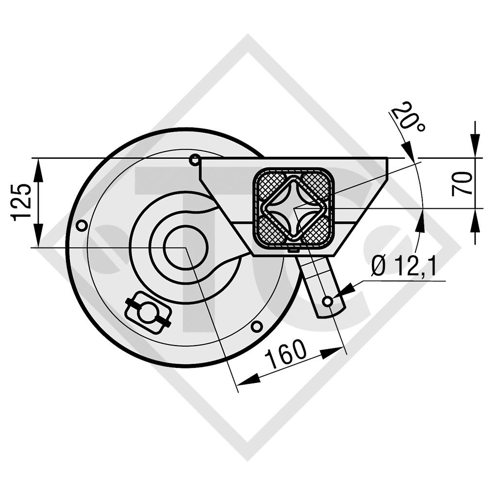 Braked axle 2500kg SWING axle type CS 2506, 46.41.373.100