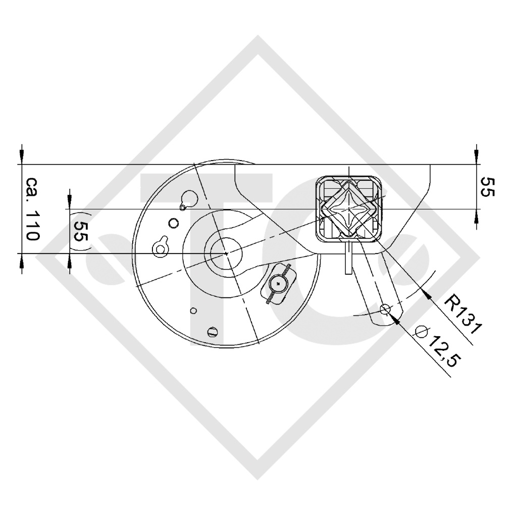 Braked axle SWING 1500kg axle type CB 1505, 46.27.379.266