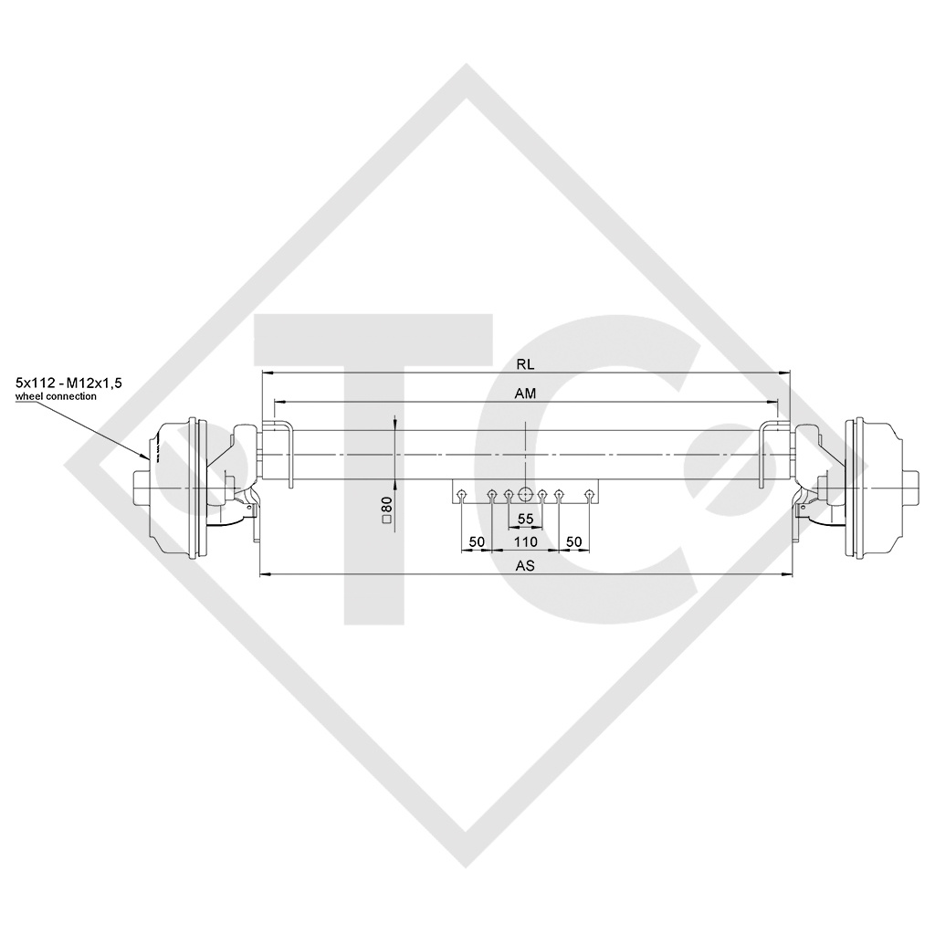 Essieu SWING 1500kg freiné type d'essieu CB 1505, 46.27.379.266