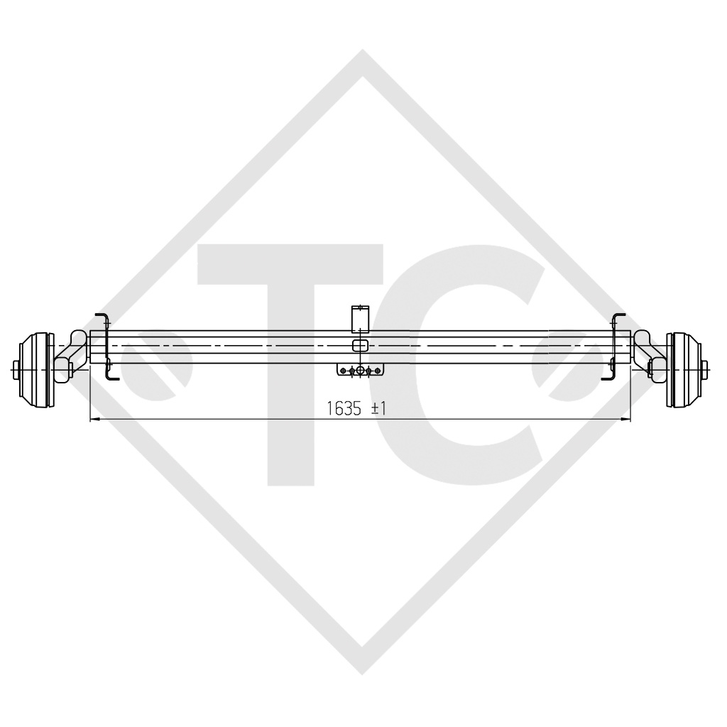 Braked axle 1500kg EURO1 axle type B 1600-3 Bailey Pegasus 514