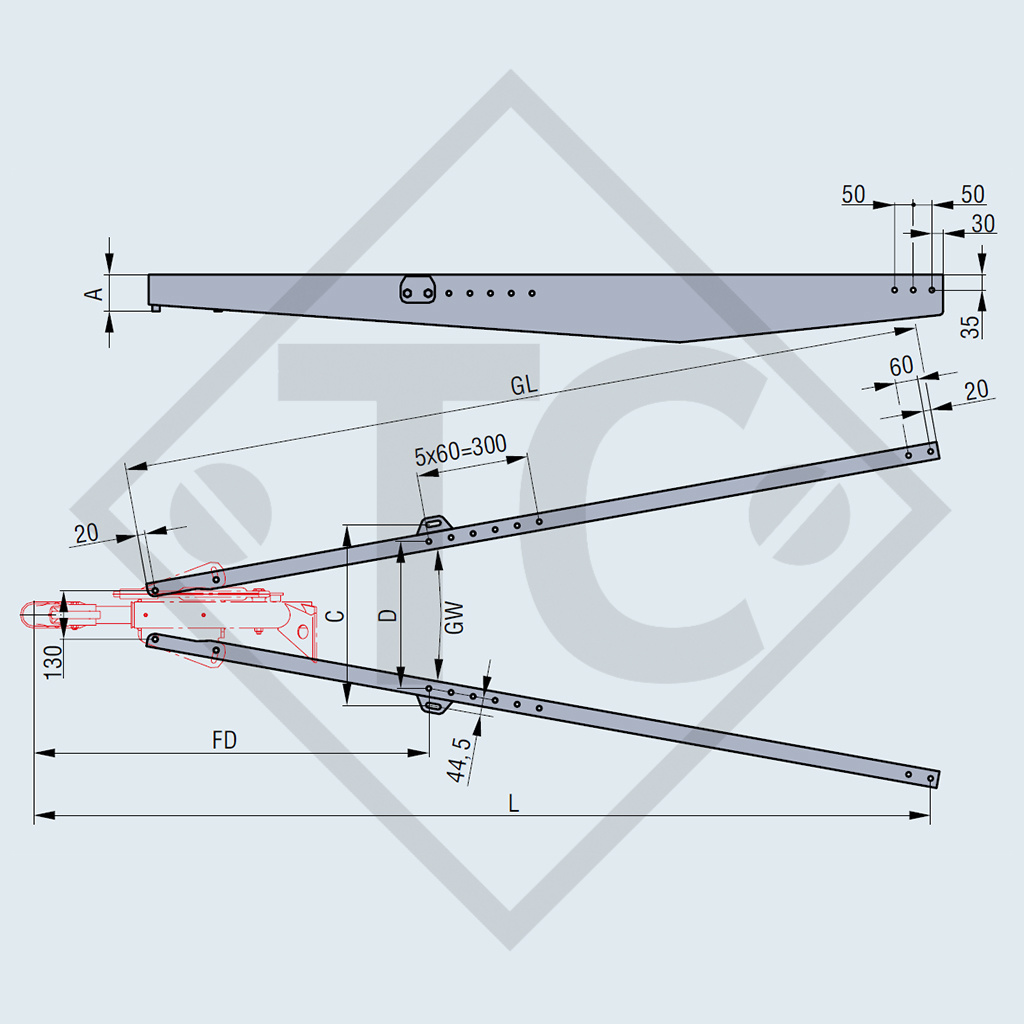 Attacco di traino (coppia) tipo ZEA 2.0-1.1 - 2000kg, 05.447.26.23.1