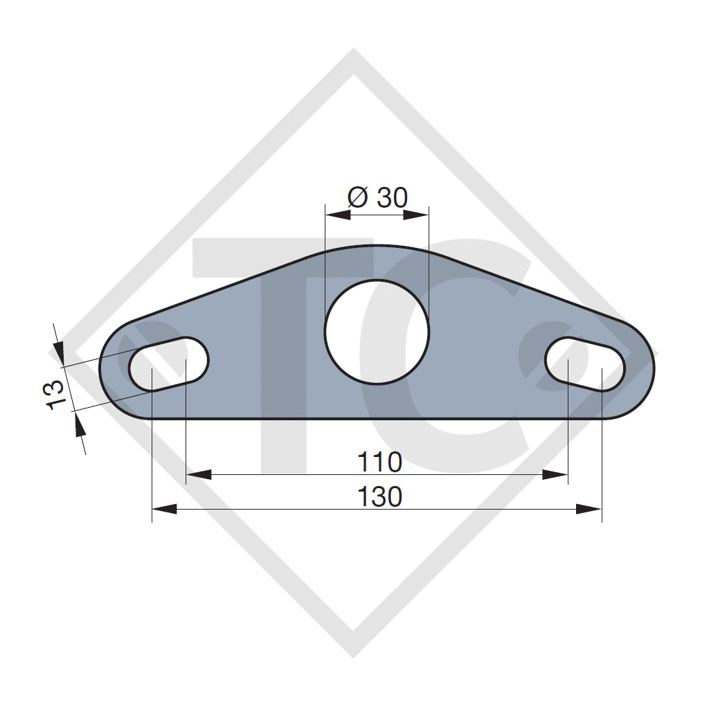 Deichselholm-Lasche für Zuggabeln ZEA, Abstand 110-130mm