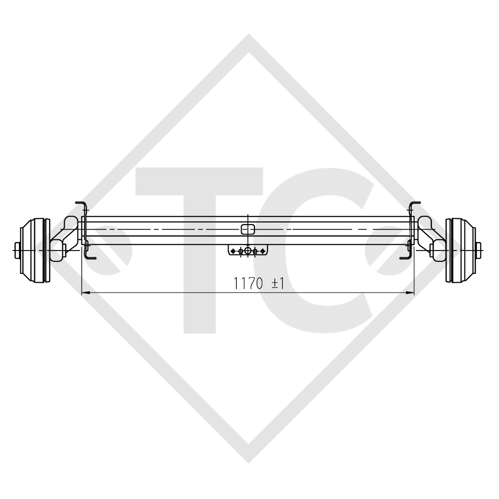 Braked axle 1300kg EURO1 axle type B 1200-5