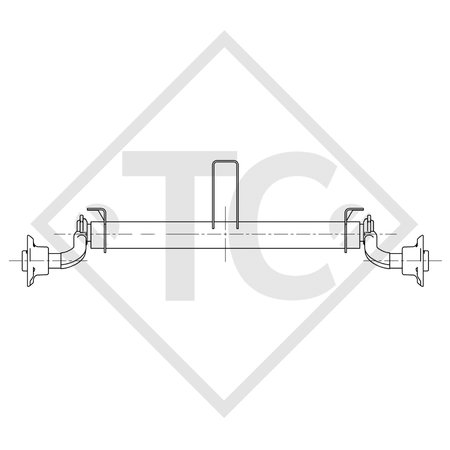 Achse ungebremst 750kg BASIC Achstyp 700-5 mit Bügel und hohem Achsbock