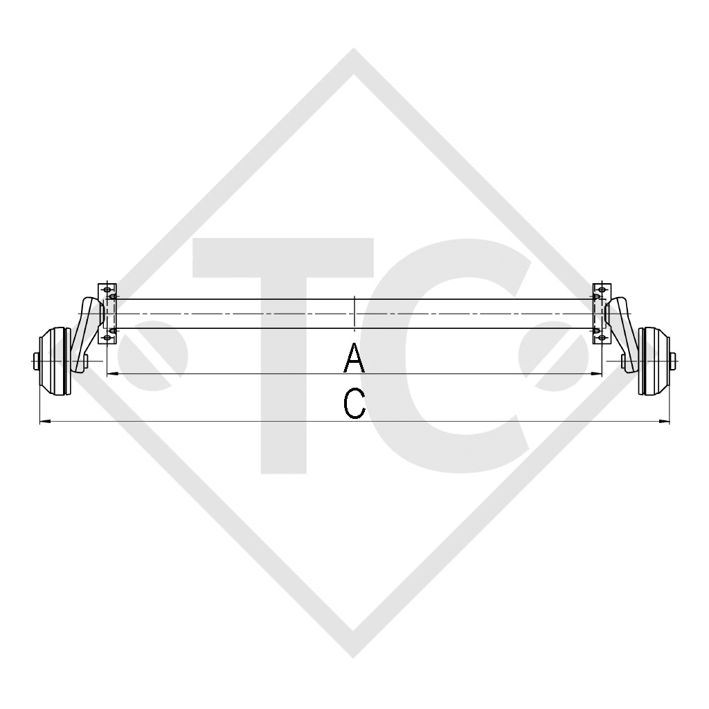 Essieu Euro 1000kg freiné type d'essieu B 1000-3