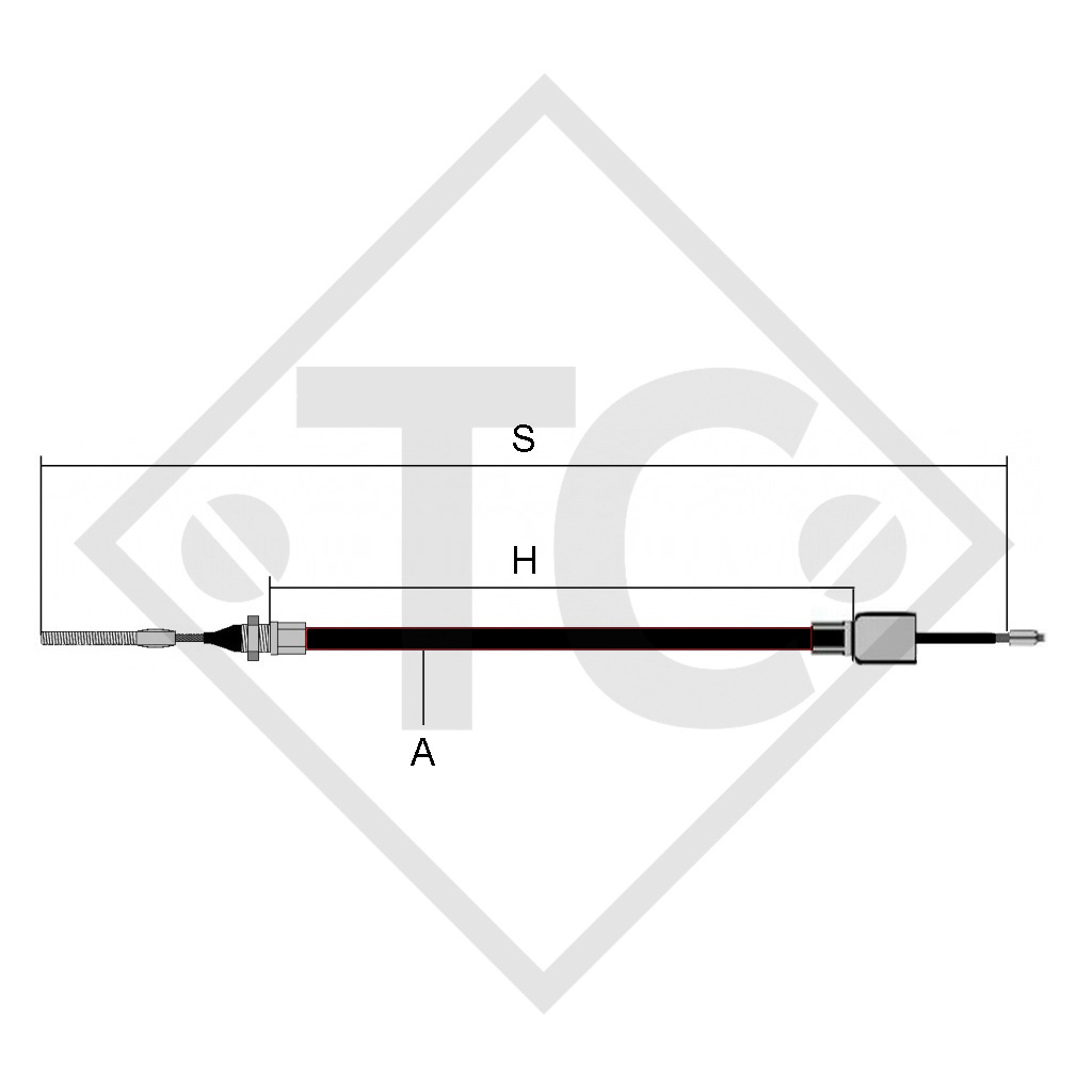 Bowden cable 241106 hook in with thread M10, vers. steel