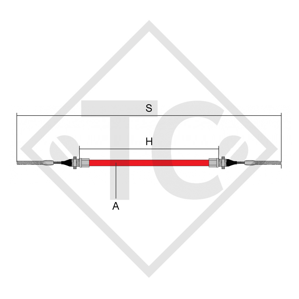 Cable bowden 1225028 con 2x rosca M10, funda con rosca M14, versión B - acero inoxidable