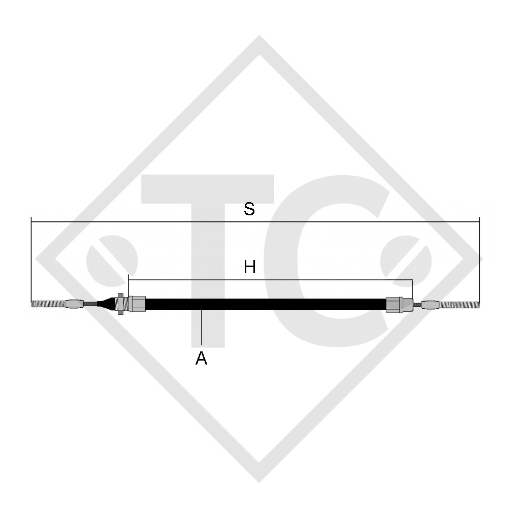 Bowdenzug 1221538 mit 2x M10 Gewinde, Hülle mit M14 Gewinde, Ausführung A - Stahl