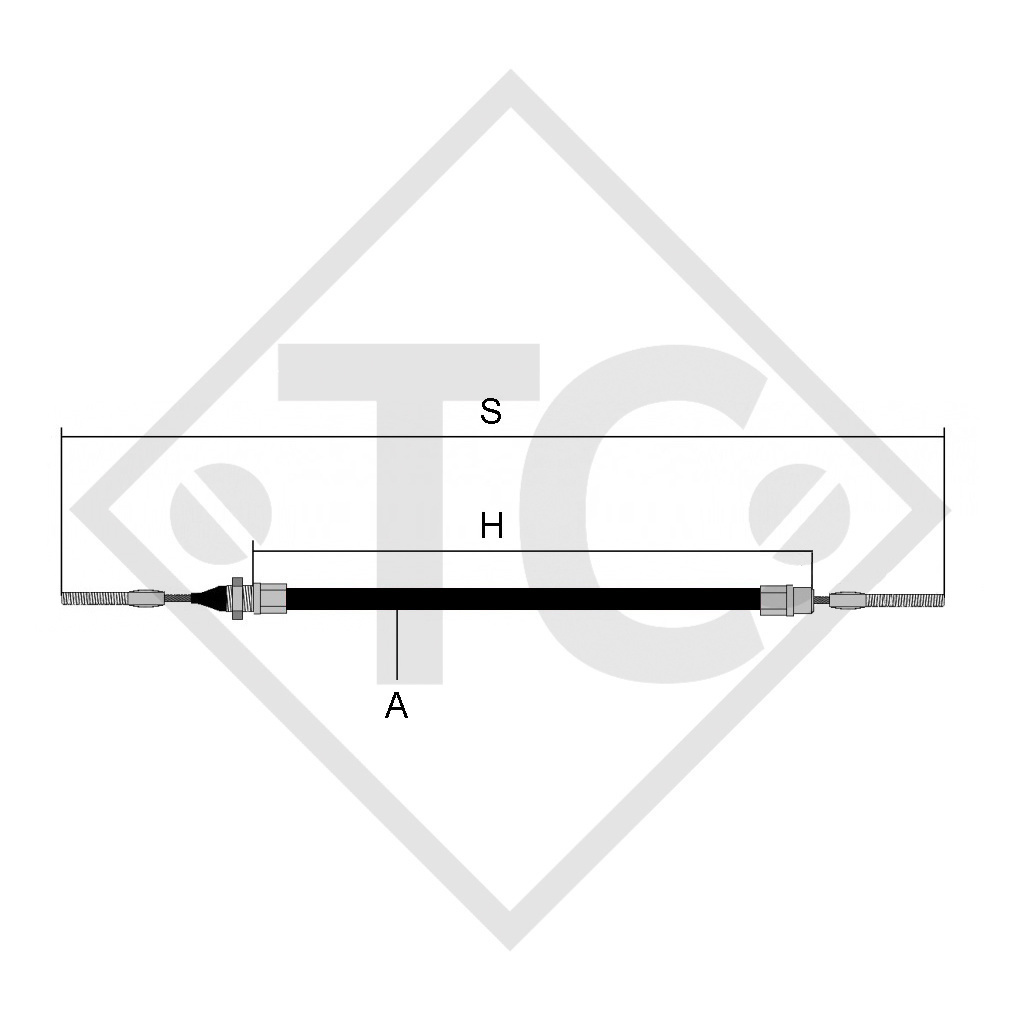 Cable bowden 1221698 con 2x rosca M10, funda con rosca M14, versión A – acero