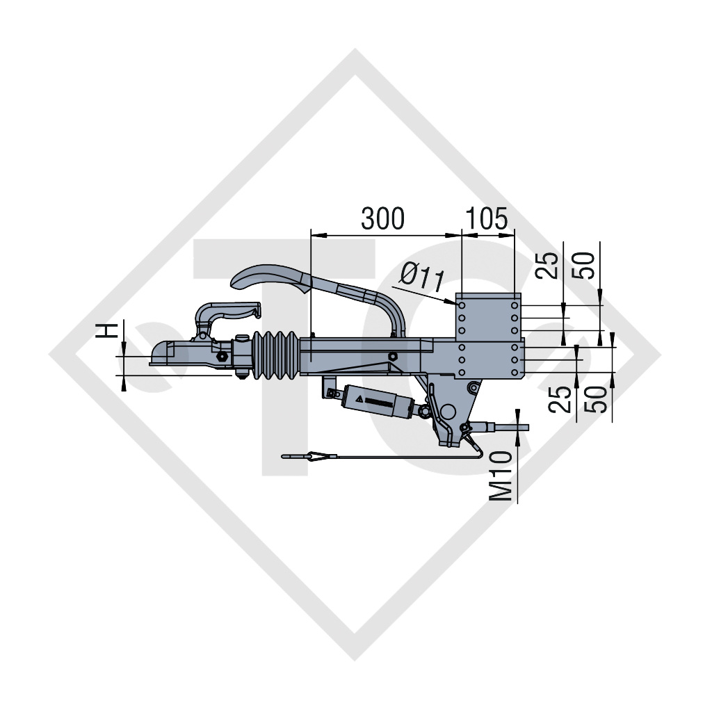 Auflaufeinrichtung V Typ ZAF 1.6-3, 750 bis 1500kg, 48.27.581.202