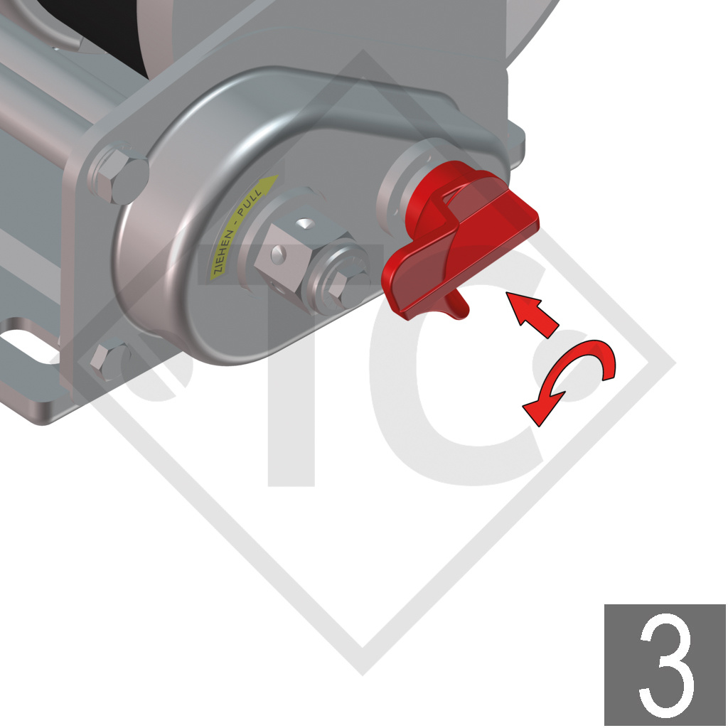 Seilwinde BASIC 900kg, Typ 900 A Basic mit automatischer Lastdruckbremse, mit Abrollautomatik, mit 7 Meter Band zum Schleppen montiert