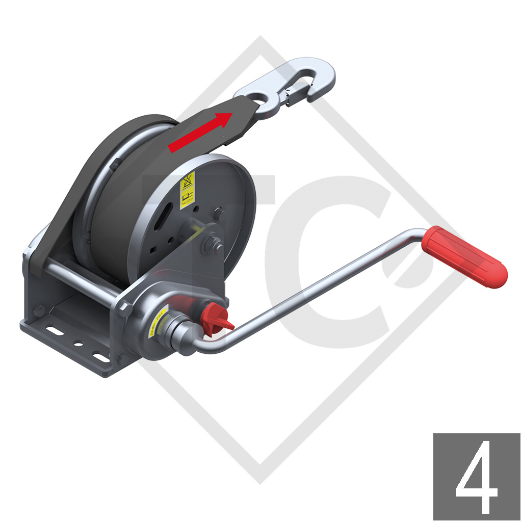 Cable winch BASIC 450kg, type 450 A Basic with automatic weight brake, with automatic unwinder, without cable/band