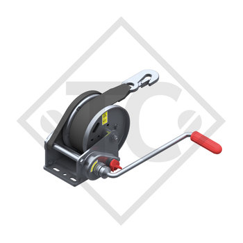 Cable winch BASIC 900kg, type 900 A Basic with automatic weight brake, with automatic unwinder, fitted with 7 meter strap for towing