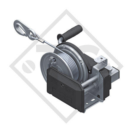 Cable winch PLUS 900kg, type 901 with automatic weight brake, with automatic unwinder, fitted with 20 meter cable for lifting