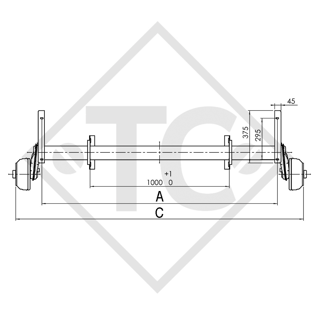 2x Essieu EURO COMPACT 1200kg freiné type d'essieu B 1200-3 HUMBAUR HP2400 Rapid