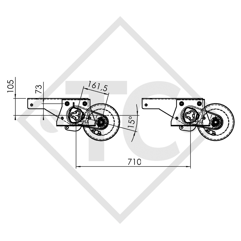 2x Eje con freno 1200kg EURO COMPACT tipo de eje B 1200-3 HUMBAUR HP2400 Rapid